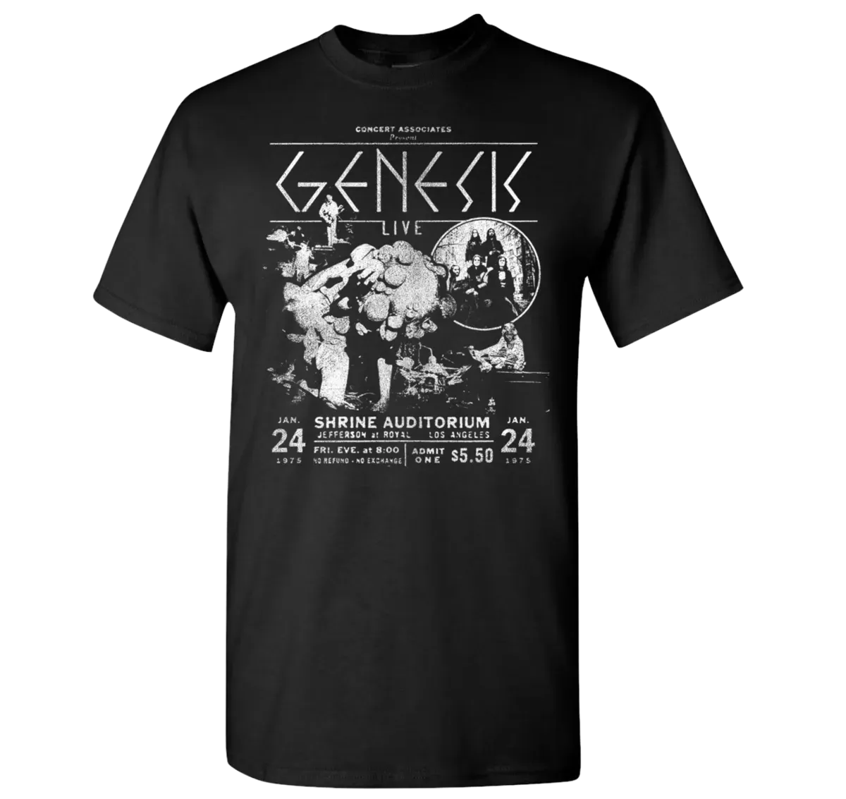 Shrine Auditorium 1975 Black and White Set List T-Shirt