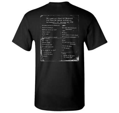 Shrine Auditorium 1975 Black and White Set List T-Shirt